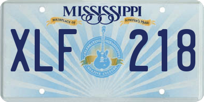 MS license plate XLF218