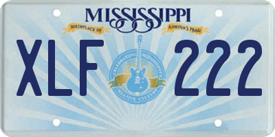 MS license plate XLF222