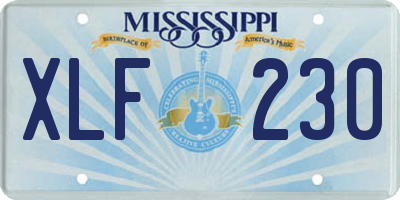 MS license plate XLF230