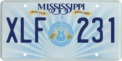 MS license plate XLF231