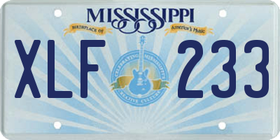 MS license plate XLF233