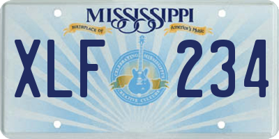 MS license plate XLF234