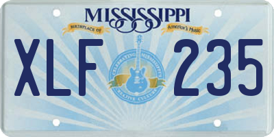 MS license plate XLF235