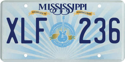 MS license plate XLF236