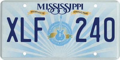 MS license plate XLF240