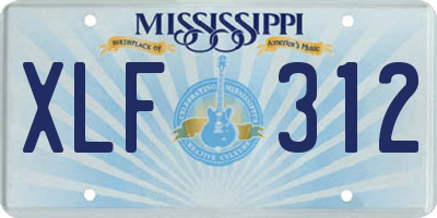 MS license plate XLF312