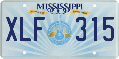MS license plate XLF315