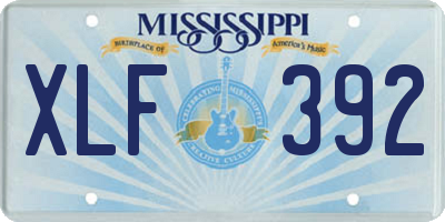 MS license plate XLF392