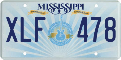 MS license plate XLF478