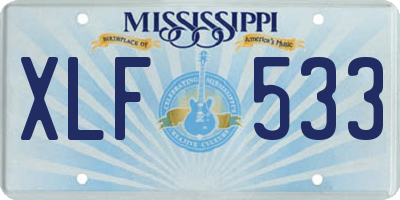 MS license plate XLF533
