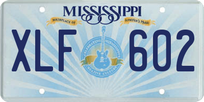 MS license plate XLF602