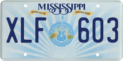 MS license plate XLF603