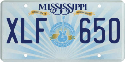 MS license plate XLF650