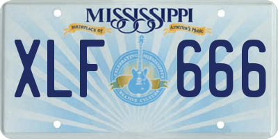 MS license plate XLF666