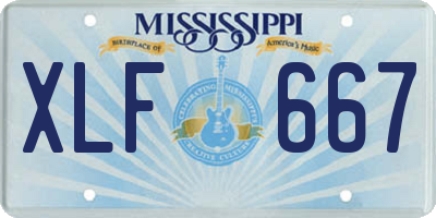 MS license plate XLF667