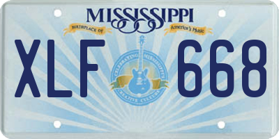 MS license plate XLF668