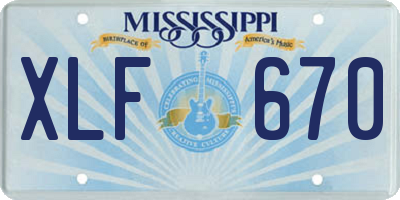 MS license plate XLF670