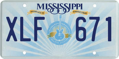 MS license plate XLF671