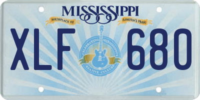 MS license plate XLF680