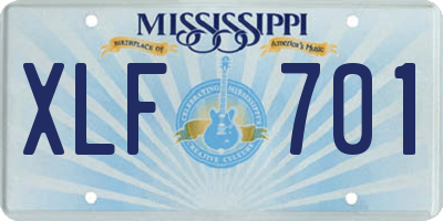 MS license plate XLF701