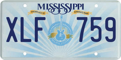 MS license plate XLF759