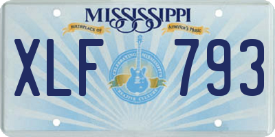 MS license plate XLF793