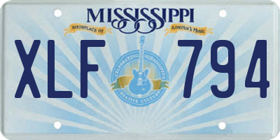 MS license plate XLF794