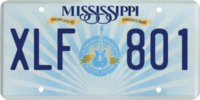 MS license plate XLF801