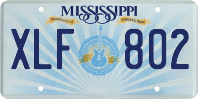 MS license plate XLF802