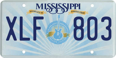 MS license plate XLF803