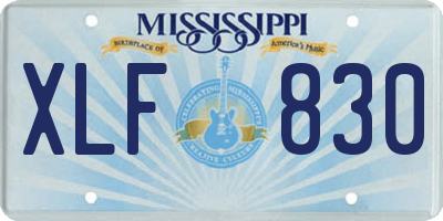 MS license plate XLF830