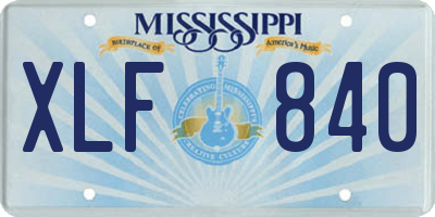 MS license plate XLF840