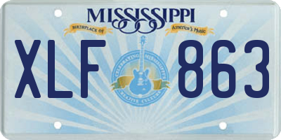 MS license plate XLF863