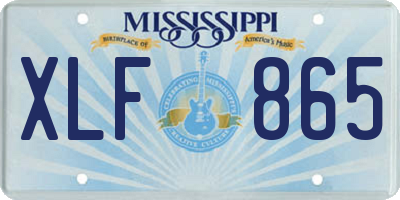 MS license plate XLF865