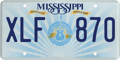 MS license plate XLF870