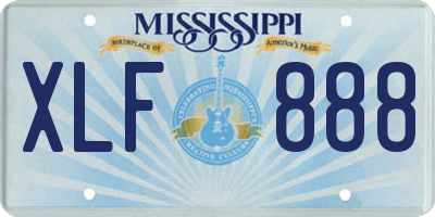 MS license plate XLF888