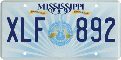 MS license plate XLF892