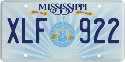 MS license plate XLF922