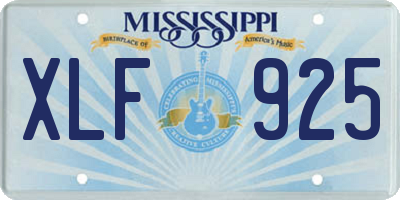 MS license plate XLF925