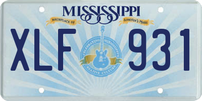MS license plate XLF931