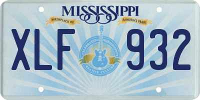 MS license plate XLF932