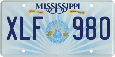 MS license plate XLF980