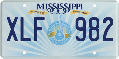 MS license plate XLF982