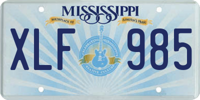MS license plate XLF985