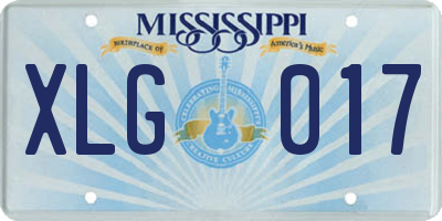 MS license plate XLG017