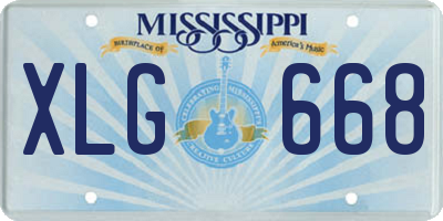 MS license plate XLG668