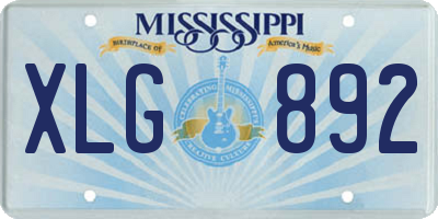 MS license plate XLG892
