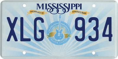 MS license plate XLG934