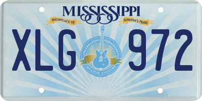 MS license plate XLG972