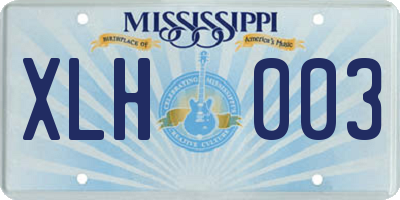 MS license plate XLH003